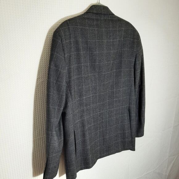 Jos A Bank Signature 41R Blazer Men Wool Gray Windowpane 2Btn Sport Coat Jacket - Picture 7 of 8